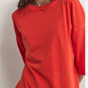 FP Beach FREE PEOPLE Women's Dress M Salmon‎ Chunky Long Sleeve Sweater Coverup